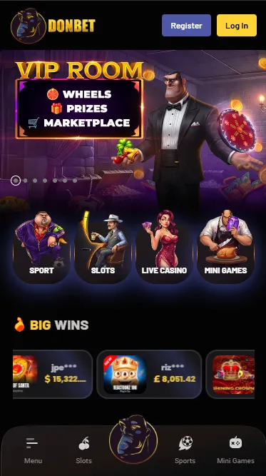 Donbet mobile homepage